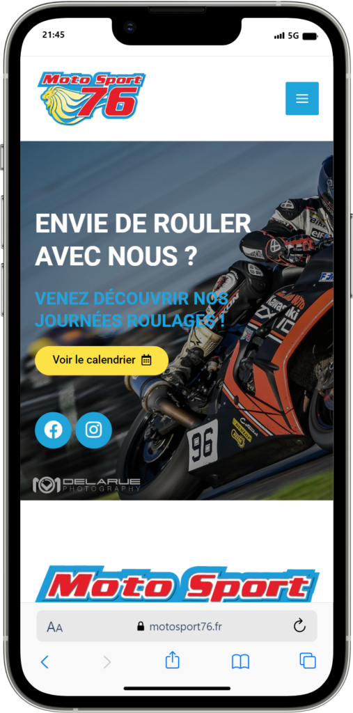 Site du Moto Sport 76 en version mobile responsive